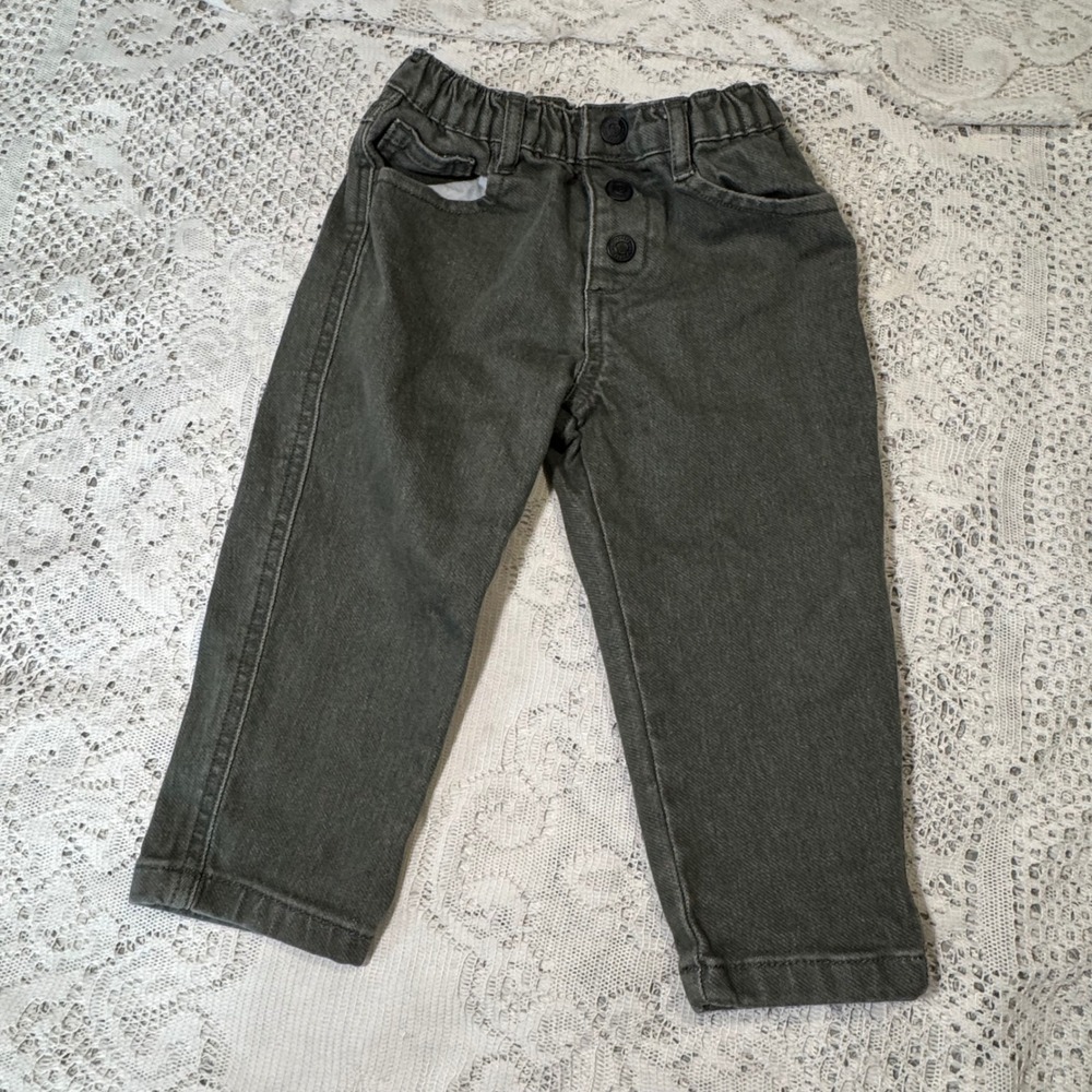Easy Peasy Boys Girls Grey Denim Button Fly Pants Toddler Size 18 Months